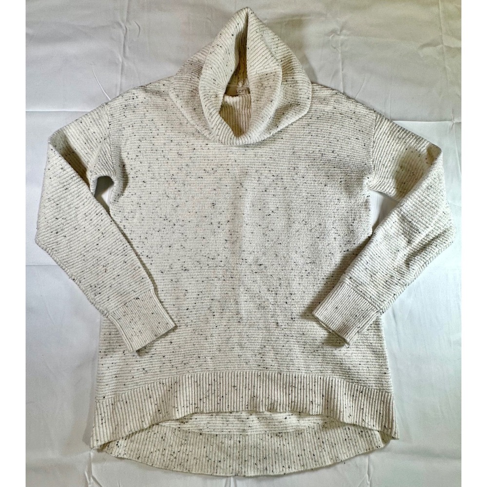 LOFT Confetti Knit Turtleneck Sweater Women's M Cotton Blend Earthy Cottagecore